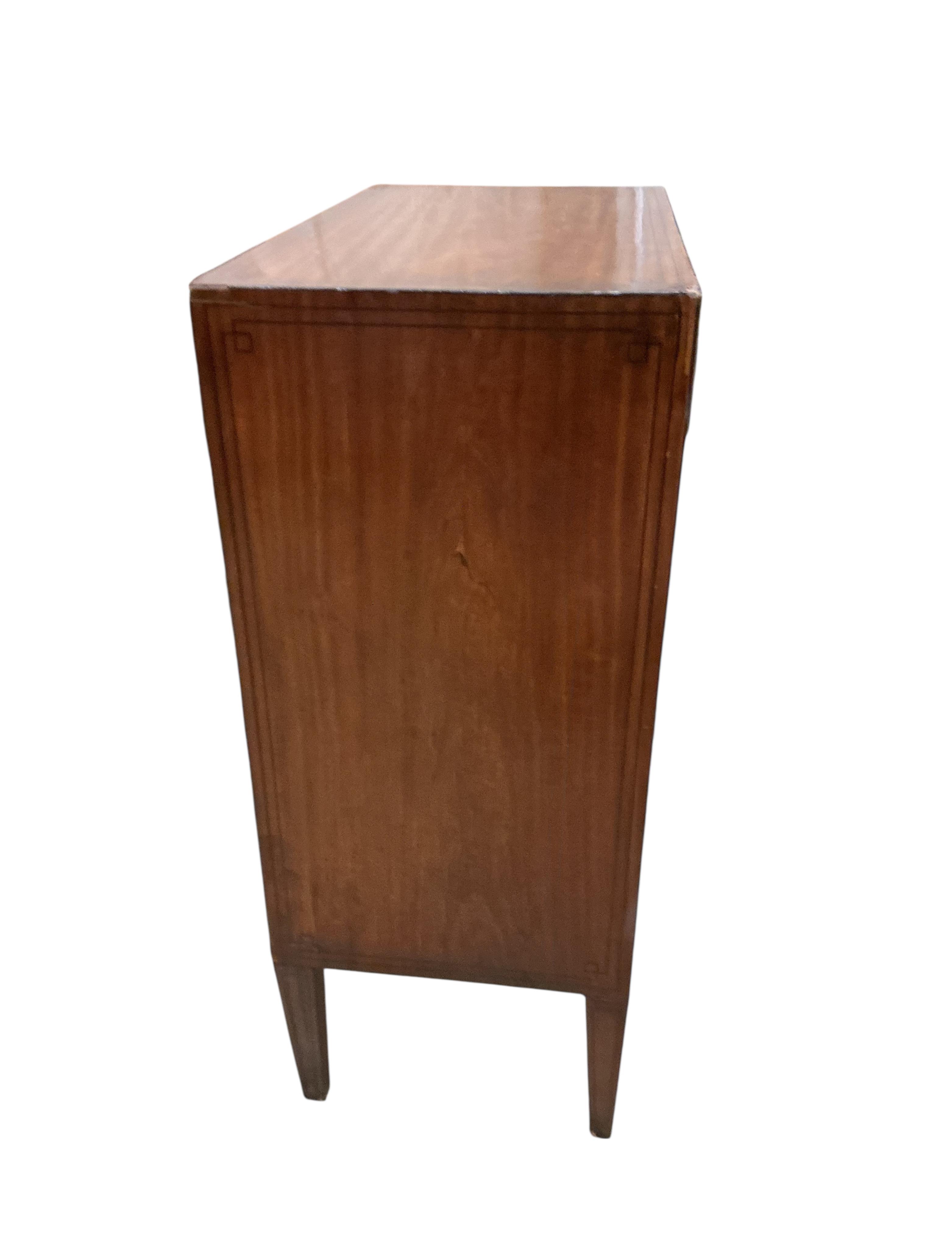 A small Edwardian inlaid mahogany chest, width 61cm, depth 34cm, height 85cm